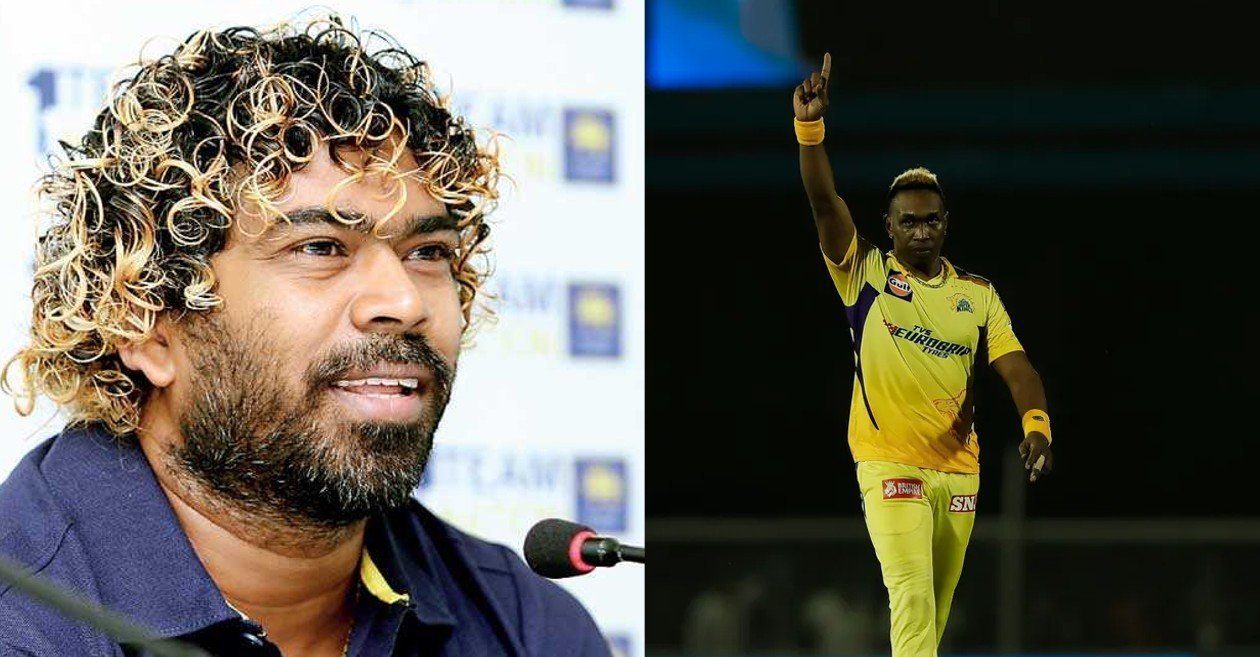 Lasith Malinga reacts after Dwayne Bravo goes past him to become all-time leading wicket-taker in IPL