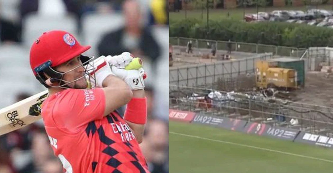 WATCH: Liam Livingstone’s humungous six lands at a construction site in T20 Blast 2022