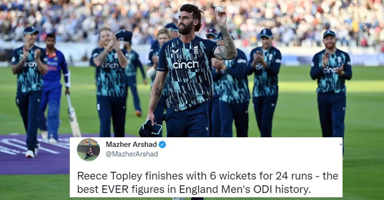 Twitter reactions: Reece Topley stars in England’s series-levelling win over India